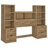 Westpark Bookcase Headboard & Wall Bedroom Sets - USB Charging & LED Nightstand in Mango, Twin to Queen
