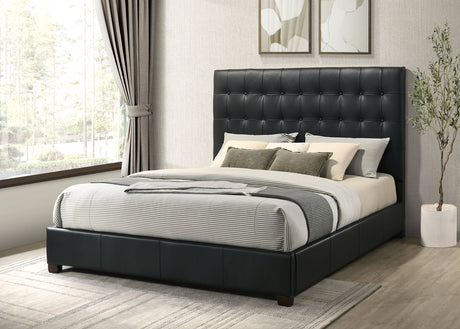 Medley Genuine Leather Platform Bed - Grid-Tufted Headboard in Black or Tan, Queen & Eastern King – view 13