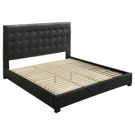 Medley Genuine Leather Platform Bed - Black