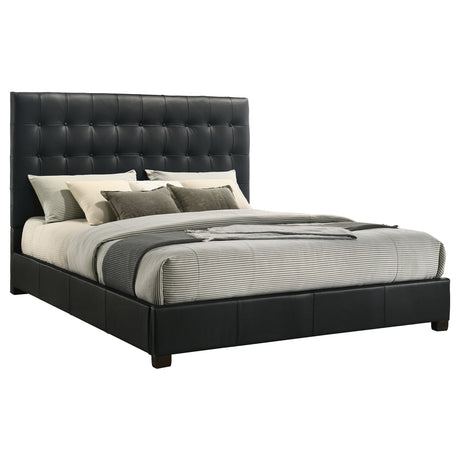 Medley Genuine Leather Platform Bed - Grid-Tufted Headboard in Black or Tan, Queen & Eastern King – view 14