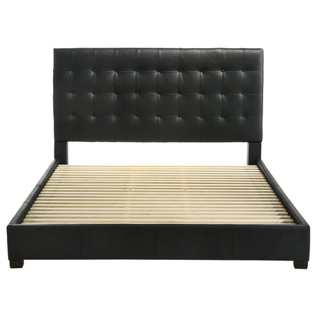 Medley Genuine Leather Platform Bed - Grid-Tufted Headboard in Black or Tan, Queen & Eastern King – view 15