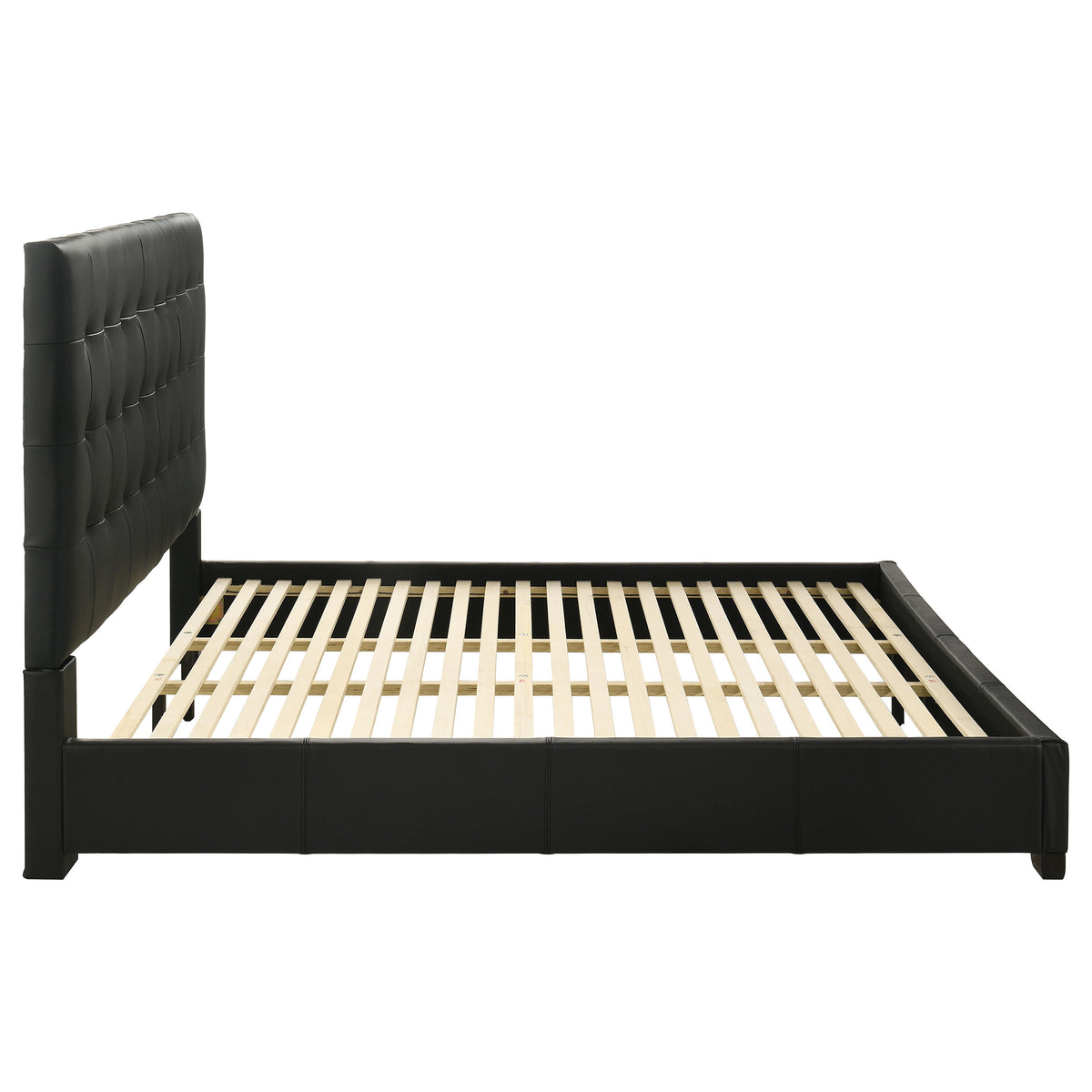 Medley Genuine Leather Platform Bed - Grid-Tufted Headboard in Black or Tan, Queen & Eastern King – view 17