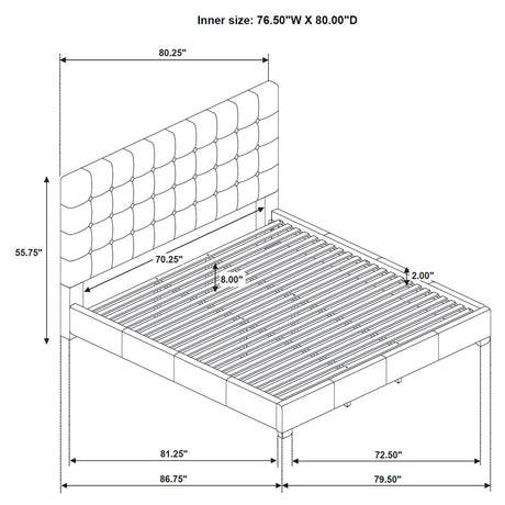 Medley Genuine Leather Platform Bed - Grid-Tufted Headboard in Black or Tan, Queen & Eastern King – view 20