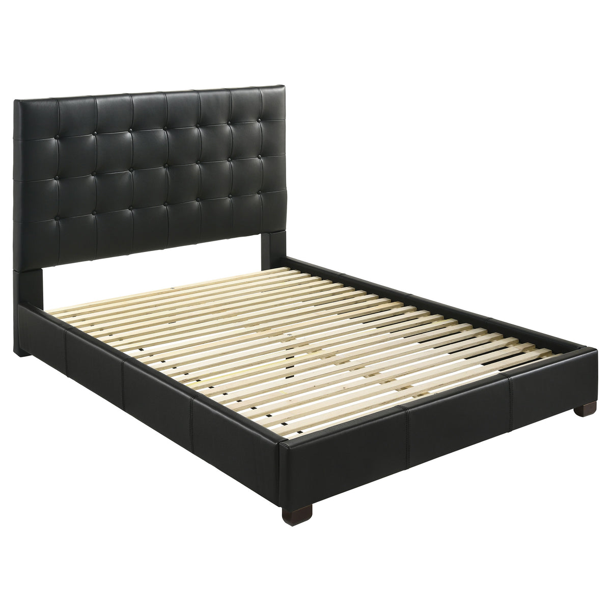 Medley Genuine Leather Platform Bed - Black