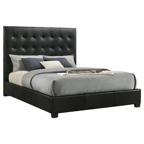 Medley Genuine Leather Platform Bed - Grid-Tufted Headboard in Black or Tan, Queen & Eastern King – view 6