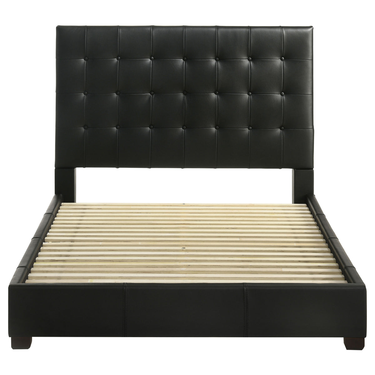 Medley Genuine Leather Platform Bed - Grid-Tufted Headboard in Black or Tan, Queen & Eastern King – view 7