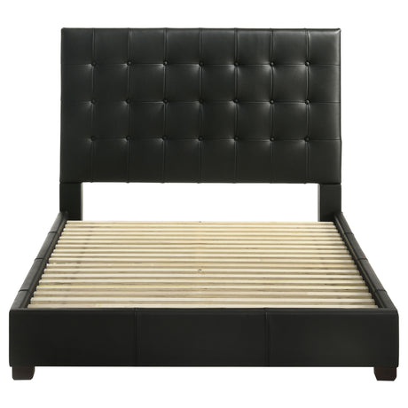Medley Genuine Leather Platform Bed - Grid-Tufted Headboard in Black or Tan, Queen & Eastern King – view 7