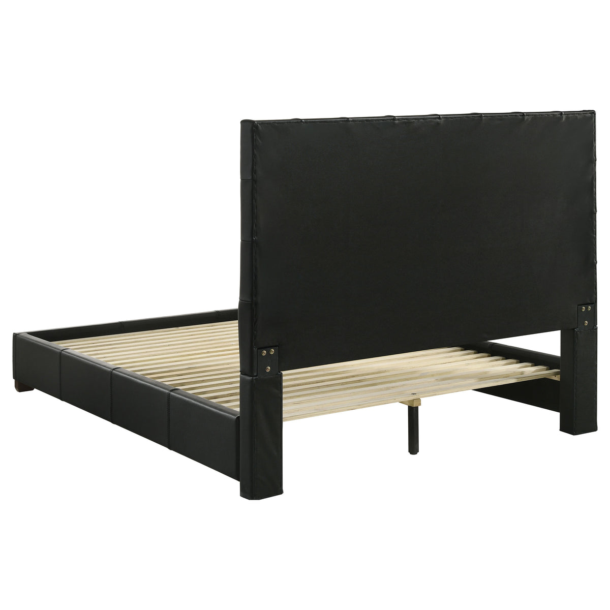 Medley Genuine Leather Platform Bed - Grid-Tufted Headboard in Black or Tan, Queen & Eastern King – view 8