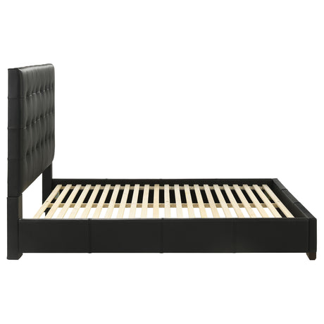 Medley Genuine Leather Platform Bed - Grid-Tufted Headboard in Black or Tan, Queen & Eastern King – view 9