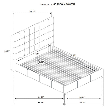 Medley Genuine Leather Platform Bed - Grid-Tufted Headboard in Black or Tan, Queen & Eastern King – view 12