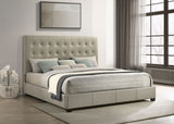 Medley Genuine Leather Platform Bed - Grid-Tufted Headboard in Black or Tan, Queen & Eastern King - lifestyle
