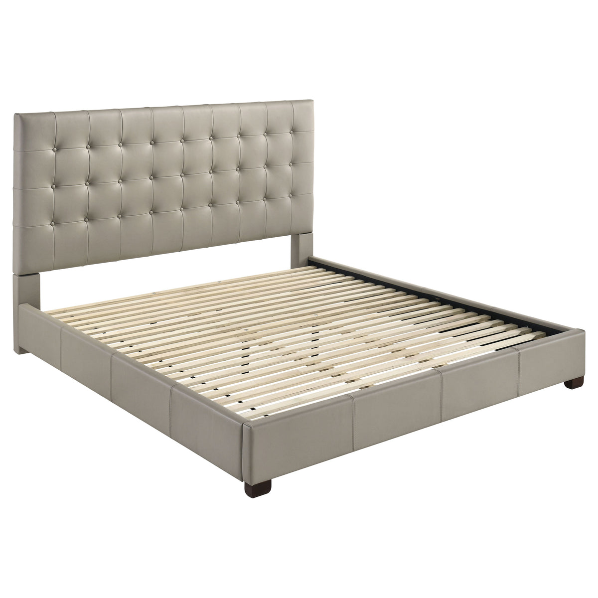 Medley Genuine Leather Platform Bed - Tan