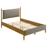 Mason Mid-Century Platform Bed with Padded Grey Headboard - Full