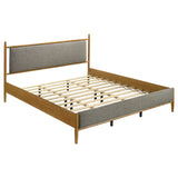 Mason Mid-Century Platform Bed with Padded Grey Headboard - Eastern King