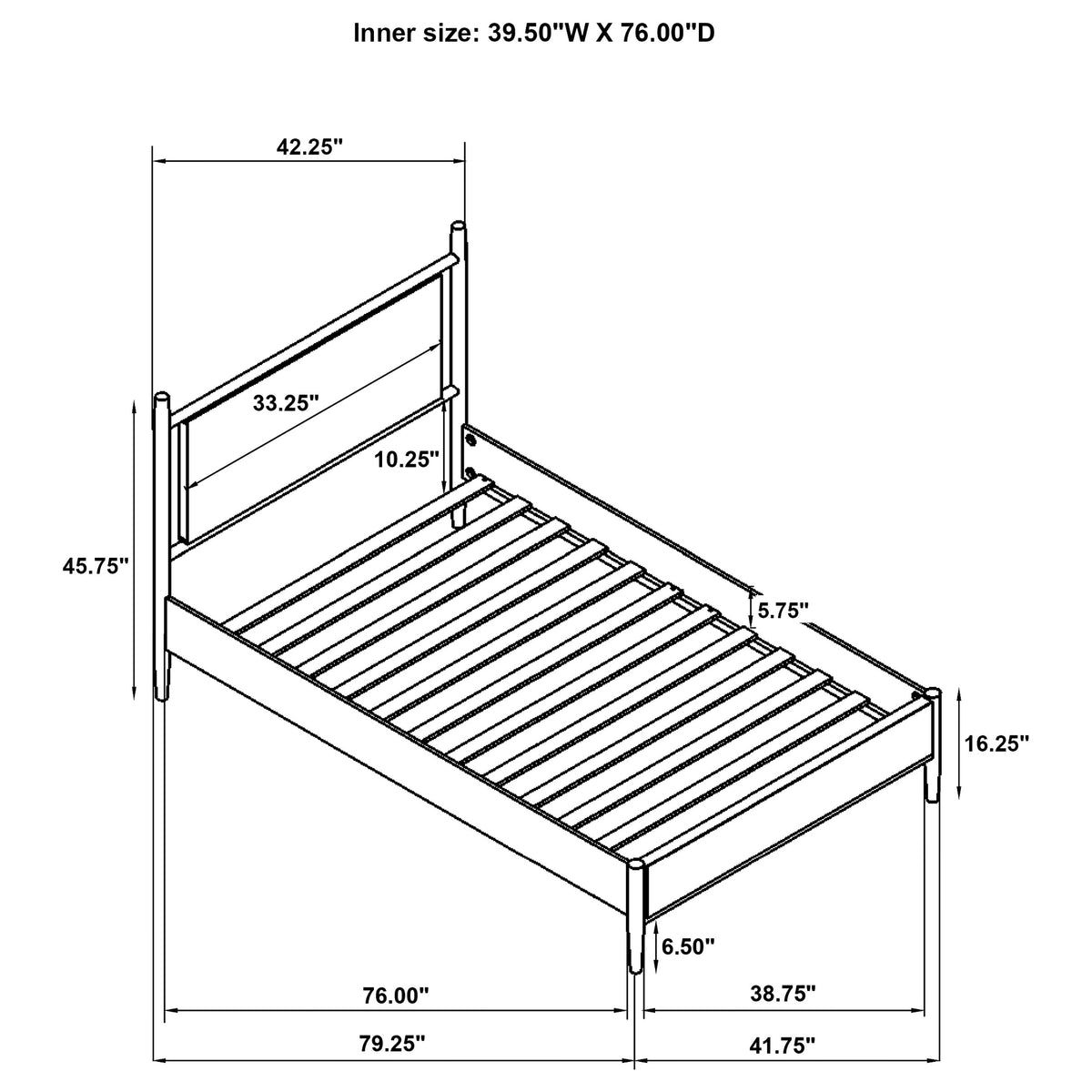 Mason Mid-Century Platform Bed with Padded Grey Headboard - Light Brown Wood, Twin to Eastern King – view 13