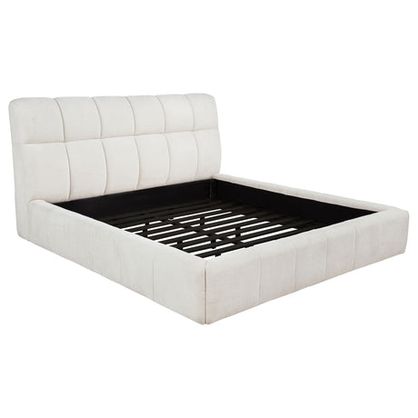 Nollet Channel-Tufted Upholstered Platform Bed - Cream