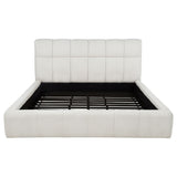 Nollet Channel-Tufted Upholstered Platform Bed - 48" Headboard in Cream or Grey, Queen to California King