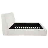 Nollet Channel-Tufted Upholstered Platform Bed - 48" Headboard in Cream or Grey, Queen to California King