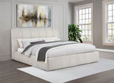Nollet Channel-Tufted Upholstered Platform Bed - 48" Headboard in Cream or Grey, Queen to California King - lifestyle