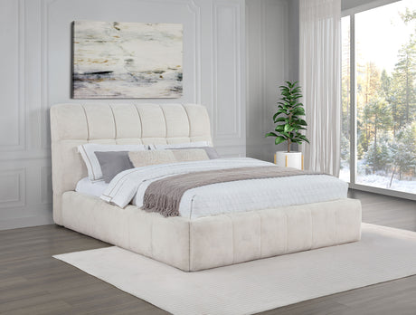 Nollet Channel-Tufted Upholstered Platform Bed - 48" Headboard in Cream or Grey, Queen to California King – view 1