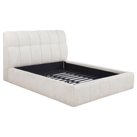 Nollet Channel-Tufted Upholstered Platform Bed - Cream