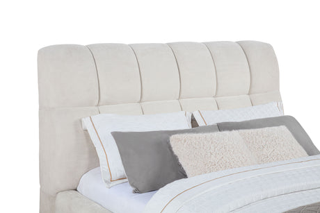 Nollet Channel-Tufted Upholstered Platform Bed - 48" Headboard in Cream or Grey, Queen to California King – view 17