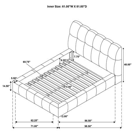 Nollet Channel-Tufted Upholstered Platform Bed - 48" Headboard in Cream or Grey, Queen to California King – view 19