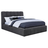 Nollet Channel-Tufted Upholstered Platform Bed - Grey