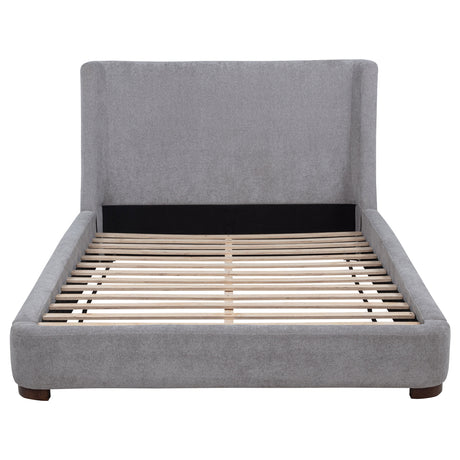 Rennes Upholstered Wingback Platform Bed - Grey Fabric with Walnut Legs, Queen or Eastern King – view 13