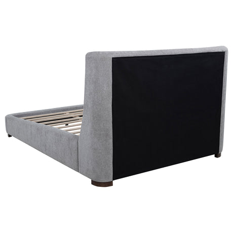 Rennes Upholstered Wingback Platform Bed - Grey Fabric with Walnut Legs, Queen or Eastern King – view 14