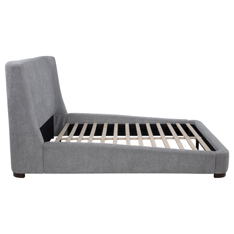 Rennes Upholstered Wingback Platform Bed - Grey Fabric with Walnut Legs, Queen or Eastern King – view 15