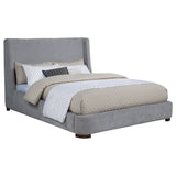 Rennes Upholstered Wingback Platform Bed - Grey Fabric with Walnut Legs, Queen or Eastern King – view 5