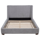 Rennes Upholstered Wingback Platform Bed - Grey Fabric with Walnut Legs, Queen or Eastern King – view 6
