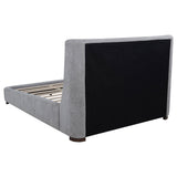 Rennes Upholstered Wingback Platform Bed - Grey Fabric with Walnut Legs, Queen or Eastern King – view 7