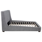 Rennes Upholstered Wingback Platform Bed - Grey Fabric with Walnut Legs, Queen or Eastern King – view 8
