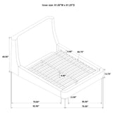 Rennes Upholstered Wingback Platform Bed - Grey Fabric with Walnut Legs, Queen or Eastern King – view 11