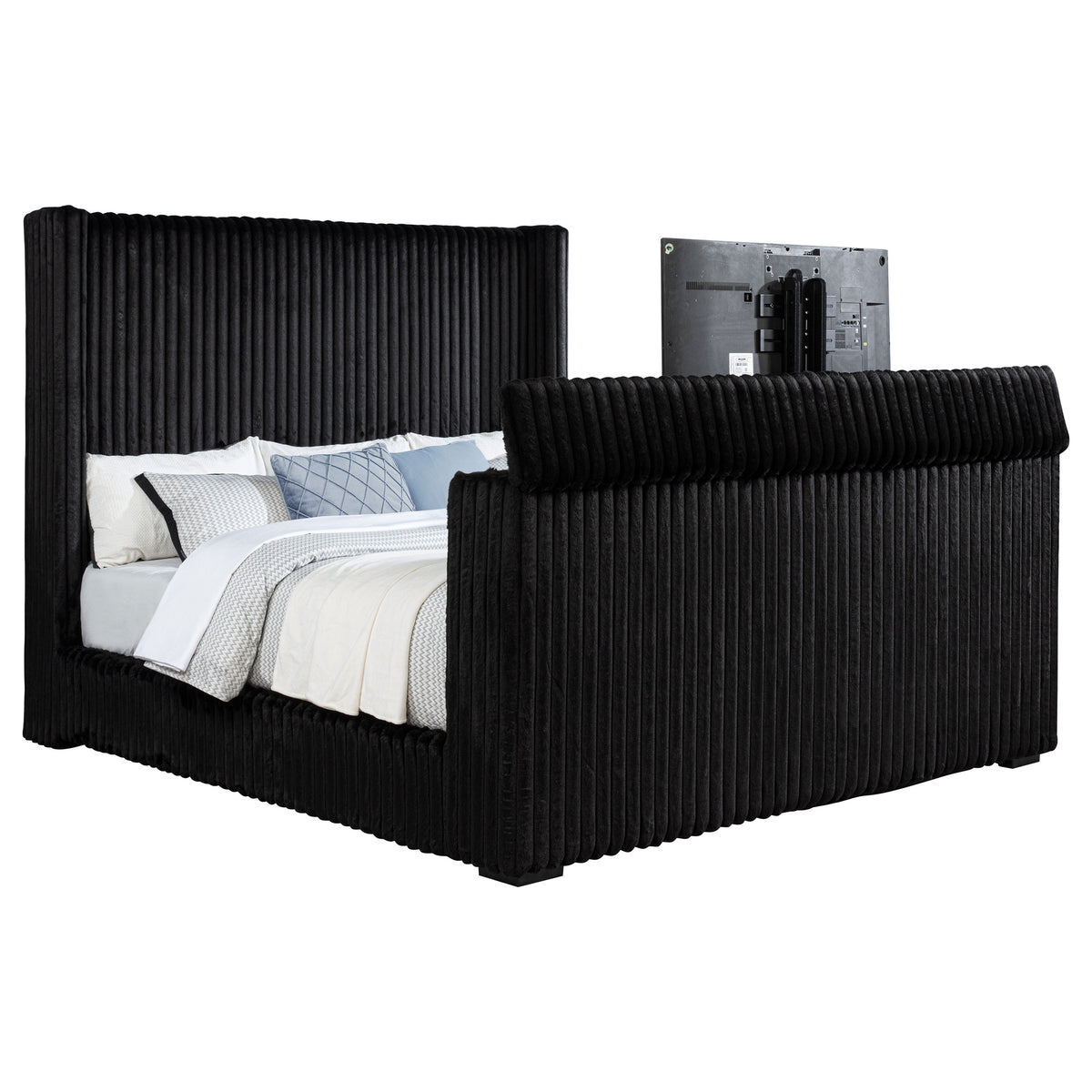 Centergrove Velvet Wingback TV Bed with Hidden Lift – View 21