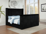 Centergrove Velvet Wingback TV Bed with Hidden Lift - Channel-Tufted Black, Queen to California King - lifestyle