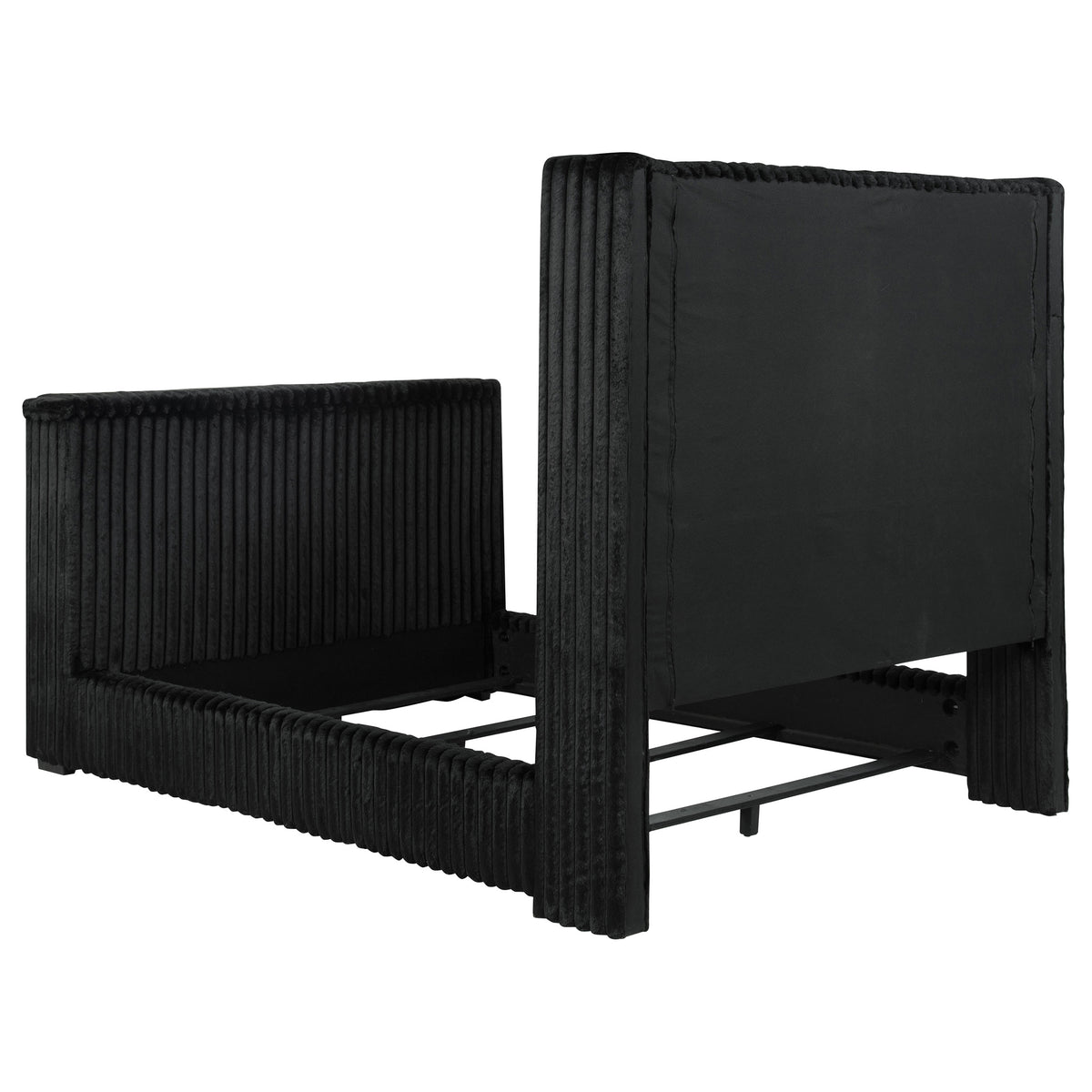 Centergrove Velvet Wingback TV Bed with Hidden Lift - Channel-Tufted Black, Queen to California King – view 11