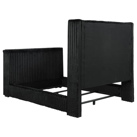 Centergrove Velvet Wingback TV Bed with Hidden Lift - Channel-Tufted Black, Queen to California King – view 11