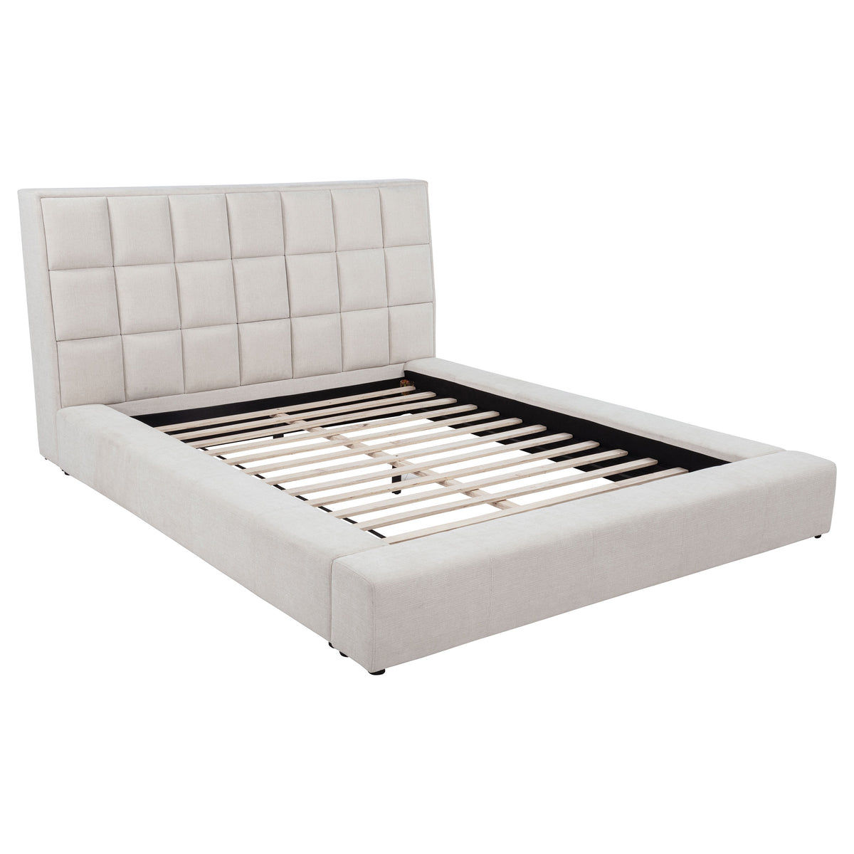 Dreux Upholstered Platform Bed with LED Reading Lights & Storage Console - Eastern King