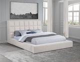 Dreux Upholstered Platform Bed with LED Reading Lights & Storage Console - Tufted Cream or Grey, Queen to California King – view 1