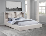 Dreux Upholstered Platform Bed with LED Reading Lights & Storage Console - Tufted Cream or Grey, Queen to California King – view 8
