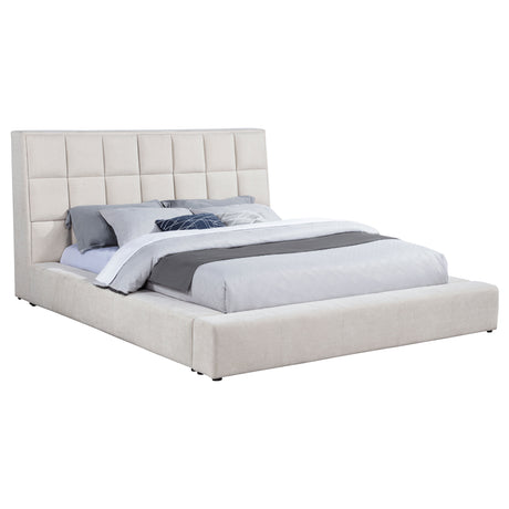 Dreux Upholstered Platform Bed with LED Reading Lights & Storage Console - Tufted Cream or Grey, Queen to California King – view 9