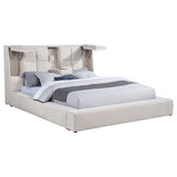 Dreux Upholstered Platform Bed with LED Reading Lights & Storage Console - Tufted Cream or Grey, Queen to California King – view 10