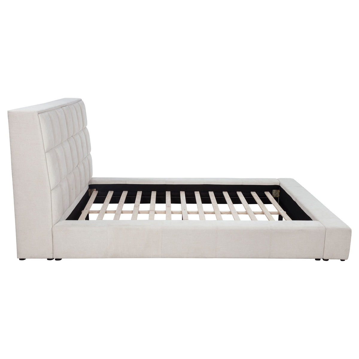 Dreux Upholstered Platform Bed with LED Reading Lights & Storage Console - Tufted Cream or Grey, Queen to California King – view 13