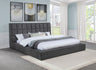 Dreux Upholstered Platform Bed with LED Reading Lights & Storage Console - Tufted Cream or Grey, Queen to California King - lifestyle