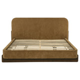 Baldacci Upholstered Platform Bed - Rounded Curry Headboard with Walnut Legs, Queen to California King – view 7