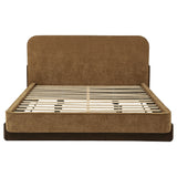 Baldacci Upholstered Platform Bed - Rounded Curry Headboard with Walnut Legs, Queen to California King – view 10