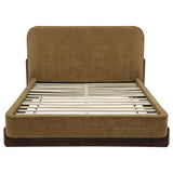 Baldacci Upholstered Platform Bed - Rounded Curry Headboard with Walnut Legs, Queen to California King – view 4